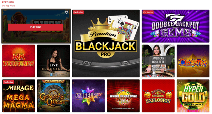 BETMGM online casino game selection