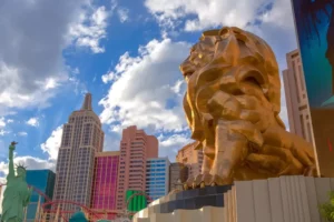 Las Vegas Strip, MGM Grand Lion and New York Hotel and Casino