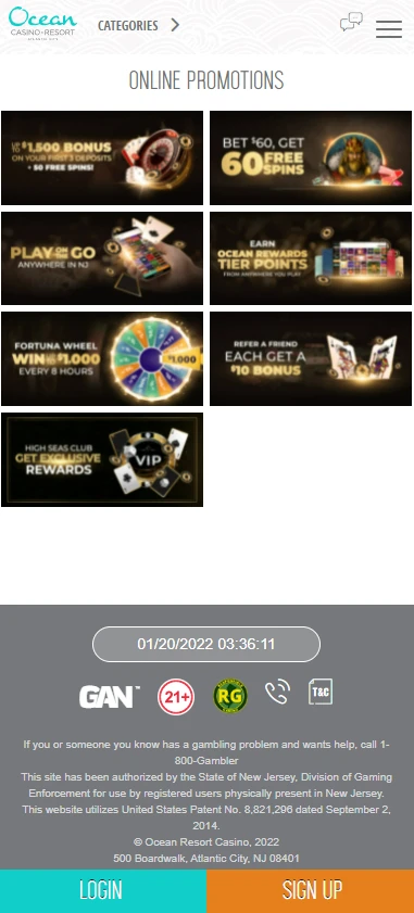 ocean-casino-promotions screen shot